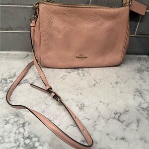 Coach Pebbled Leather Crossbody in Dusty Rose